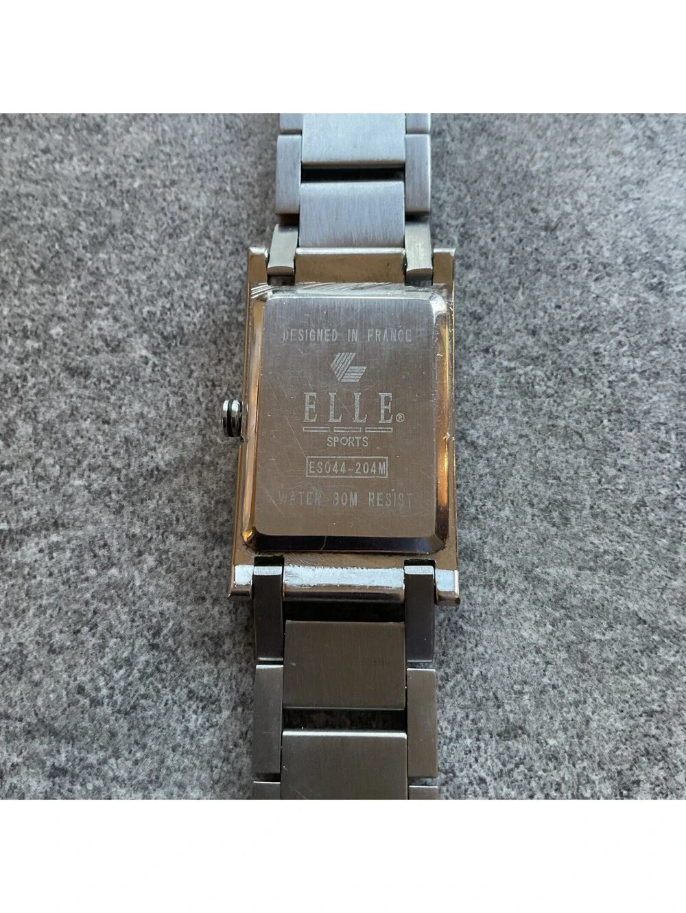 Vntg Elle Sports Designed In France Womens Tank Style Watch 23mm Silver Tone BCF